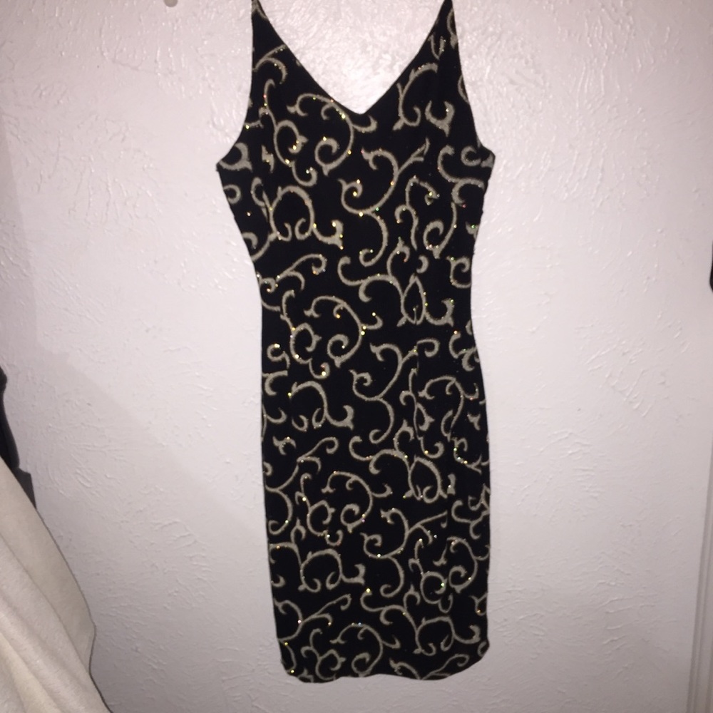Sparkly black/gold mini dress ✨